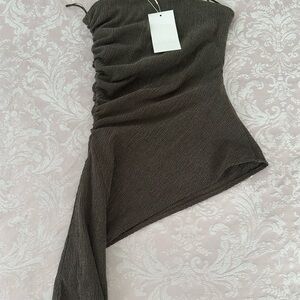 Zara Textured Brown Top